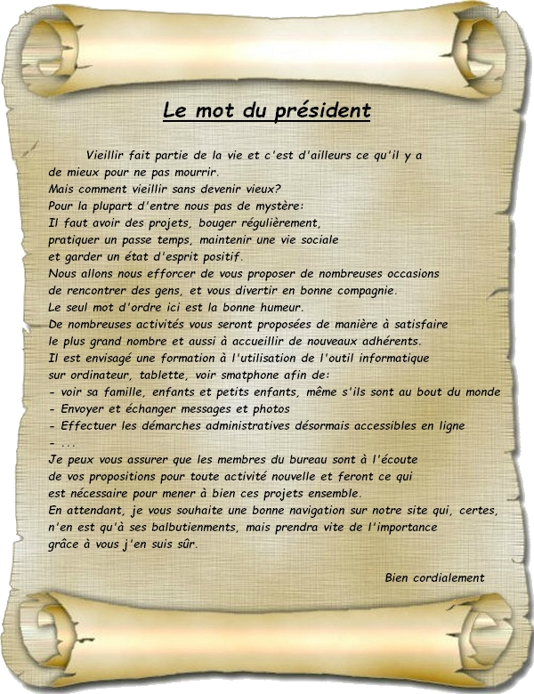 Mot du prsident